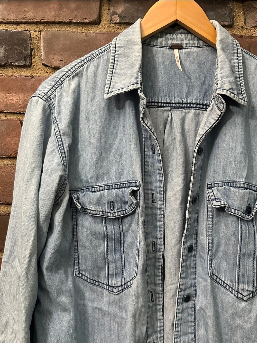 free people chambray flap shirt